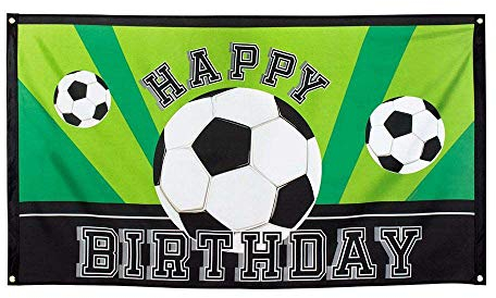 Boland 62502 - Fahne Happy Birthday, Größe 90 x 150 cm, Banner, Flagge, Fußball, Sport, Dekoration, Geburtstag, Mottoparty, grün, Einheitsgröße