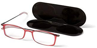 ThinOptics Brooklyn Kompakte Lesebrille Mit Einer Stärke Von 1,00 Rot Mit Magnetischem Milano-etui