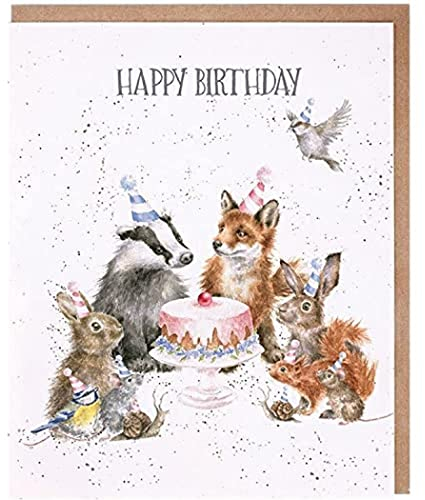 Wrendale Designs Geburtstagskarte (WRE-OC072) – Woodland Party – Tiere um Kuchen – von Wrendale Designs
