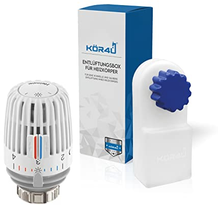 1x IMI Heimeier Thermostat-Kopf 7000-00.500 mit Nullstellung, inklusive 1x kör4u Heizkörperentlüftungsbox