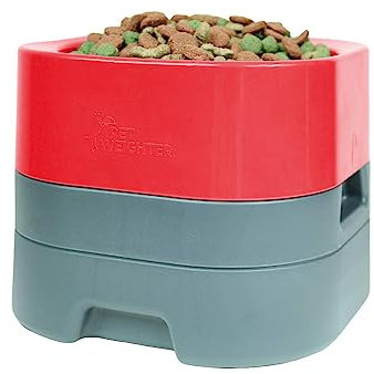 Raised Dog Bowl For Large Dogs by Pet Weighter - Elevated Dog and Cat Bowl For Food and Water– Non-Slip, Splash Free, Fillable and Easy Clean Dog Water Bowl(Red, Large)