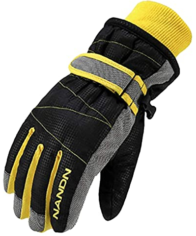 Azarxis Warme Handschuhe, Thermische Ski Snowboard Handschuhe, Winddich Winterhandschuhe für Damen und Herren (Schwarz, S)