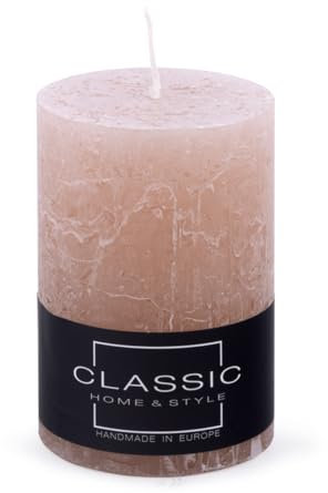 DONAU HOME Stumpenkerzen Rustik-Kerze/Puder-rosa / 1 Stück / 10 x Ø 7 cm Unparfümiert/zur Dekoration im Wohnzimmer, Bad / 49 Stunden Brenndauer/Deko Kerzen Wachskerze/Nordic Ambiance