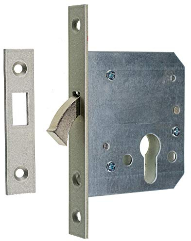 Schiebetürschloss mit Zirkelriegel PZ 55 20x151 kantig mit Schließblech
