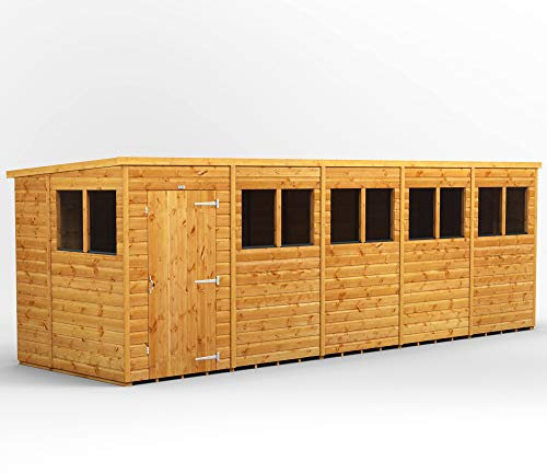 Power Sheds 20 x 6 wooden shed. 20x6 pent wooden garden shed.