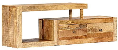 vidaXL Mangoholz Massiv TV Schrank mit 2 Schubladen 1 Fach TV Möbel Tisch Board Lowboard Fernsehtisch Fernsehschrank HiFi Sideboard 120x30x40cm