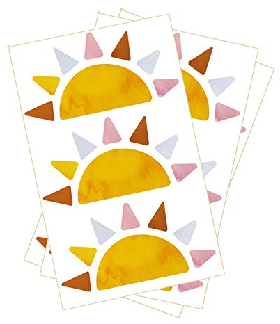 yabaduu Sonnen Wandtattoo Din A4 Set Wandaufkleber Wandsticker Aufkleber Sonne Deko für Kinderzimmer Babyzimmer (Gelb (Y018))