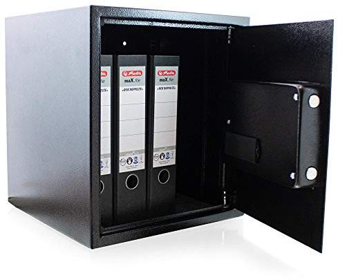 BITUXX Elektronischer Akten Safe Tresor Wandtresor Wandsafe Geldschrank Möbeltresor Stahlschrank Geldsafe Geldtresor Panzerschrank Dokumententresor Schwarz