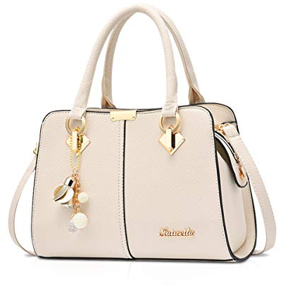 Nicole & Doris Sac a Main Femme Mode Sacs à Main Portés Epaule Elégant Sacs à Bandoulière PU Cuir Sac Cabas Pochette Sac Fourre Tout pour Shopper Fête Quotidien Blanc