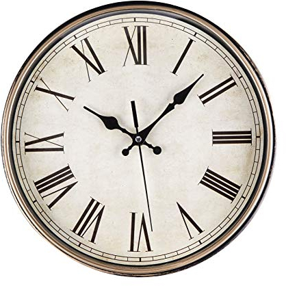 ACCSHINE Wanduhr Ohne TickgeräUsche Lautlos Vintage 30cm Römische Ziffer Quarz Groß Batterie Betriebene Einfach zu Lesen für Zimmer Zuhause KüChe Schlafzimmer Büro Schule