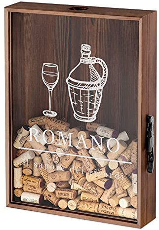 Maverton Raccogli tappi di sughero o birra - con stampa personalizzata - in legno - cavatappi per vino e birra con un coltellino - scatola porta tappi - idee regalo - ricordi