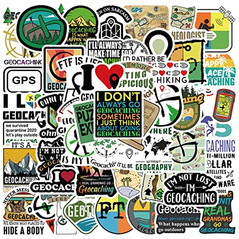 geo-versand 50 x Geocaching Aufkleber Set Kompass Camper Stickerbomb Tausch Trade Swag