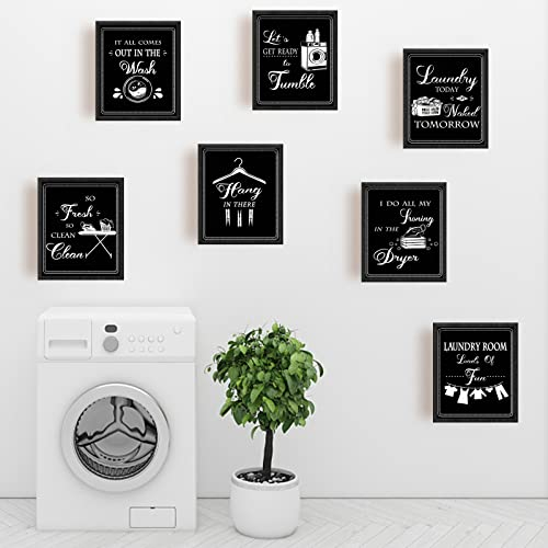 PLIGREAT 9 Wäscherei Poster Sets Lustige Wäscherei-Regeln Schilder 20x25 cm Ungerahmt Leinwand Bilder Wandkunst Dekor Kreative Wäsche Spruch Kunstdrucke für Waschsalon Waschraum Dekoration