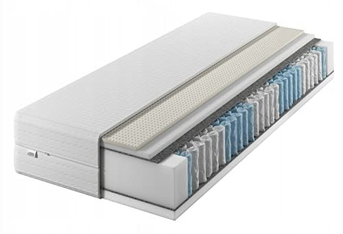 IZER Matratze 180x200 24 cm Taschenfederkern Härtegrad H3 H2 7 zonen Bett Matratzen 2 in 1 Latex Rollmatratze Komfortschaum