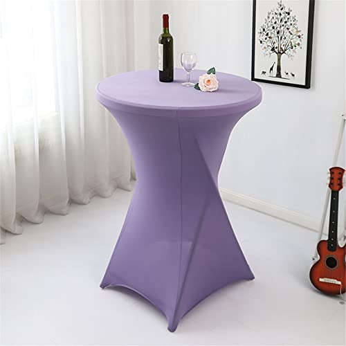 Highdi Stretch Stehtischhussen, Spandex Elastische Cocktail Tischdecken für Hochzeit, Geburtstagsfeiern, Party, Bankett, Heim Dekor (Lavendel lila,60x110cm)
