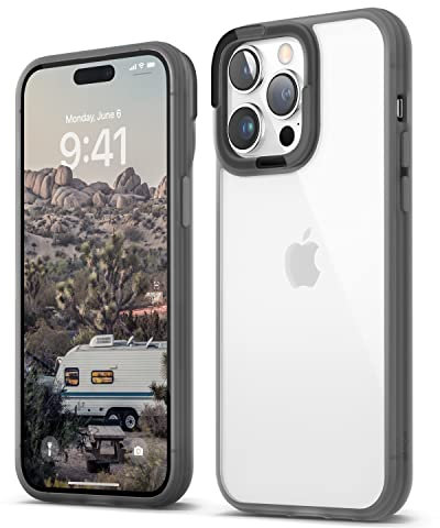 elago Doppelter Transparenter Hülle Kompatibel mit iPhone 14 Pro Max Hülle (6.7), PC + TPU Technologie, Vergilbungsschutz, Kristallklar, Stoßsicherer Stoßfängerabdeckung, Ganzkörperschutz (Schwarz)