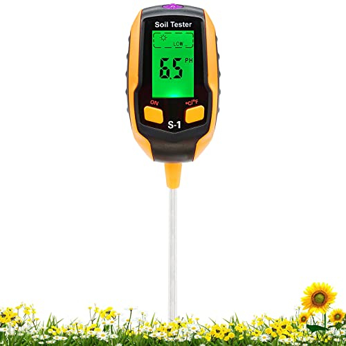 Cuteefun Igrometro Piante, 4 In 1 Tester Per Il Suolo con Luce, pH, Temperatura e Umidità, Misuratore pH Terreno, Misuratore Umidità Terreno per Il Giardinaggio, L'Agricoltura, con Batteria Inclusa