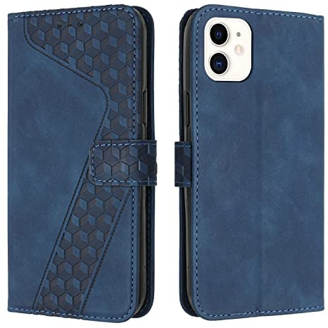 OKZone Cover per iPhone 11, Custodia in PU Pelle per iPhone 11 (6,1 Pollici), Custodia a Libro Protettiva Folio Portafoglio con Chiusura Magnetica e Slot per Carte Wallet Case Flip Cover (Blu)