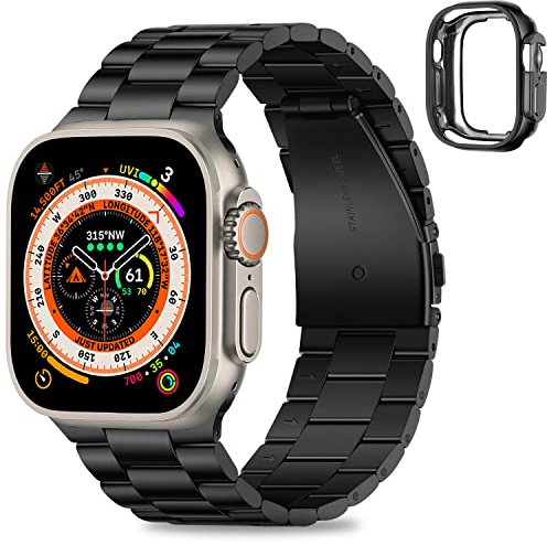 HITZEE Compatible con Correa Apple Watch Ultra 49mm, Acero Inoxidable Correas Repuesto Metal Band Compatible para Apple Watch Ultra 2 Ultra 49mm, Negro
