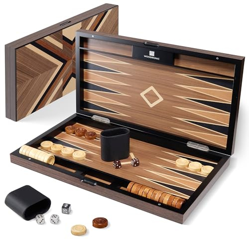Woodronic Juego de backgammon de 19 pulgadas para adultos, juego de mesa clásico plegable, mejor juego de estrategia y juego inteligente de tácticas