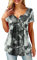 Beluring Women's Summer Tops Tie Dye Print V Neck Short Sleeve Boho Blouse Shirts Black Size 12 14