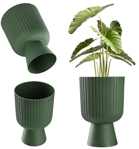 KADAX Blumentopf in Kelchform, Pflanztopf aus Kunststoff in 2 Größen, Pflanzgefäß in 5 Farben für Balkon, Terrasse, Fensterbrett, Pokal Pflanzschale, Übertopf (18cm, Grün)