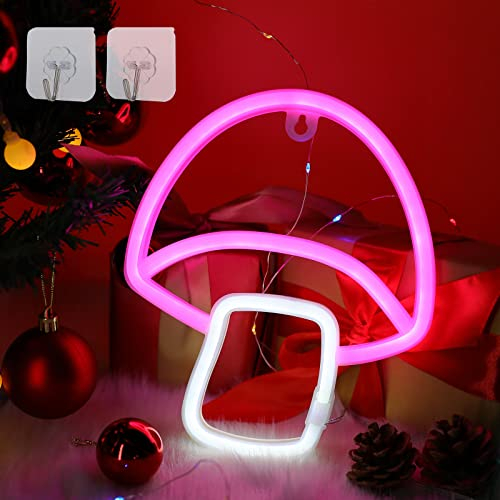 ENUOLI Pilz-Neonschild, niedliches Pilz-Neonlicht, LED-Neon-Wandleuchte, Pilzschild, Nachtlicht, Wandkunst, Pilz-Neonschilder für Zuhause,Party, Spielzimmer, Schlafzimmer, Dekoration,