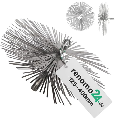 Renomo24 1x Schornsteinbesen aus Federstahl für gemauerte Schornsteine (Kamine) / Kaminbesen mit M12 Gewinde / 130mm