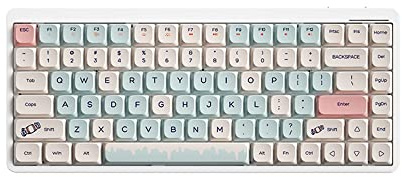 Irfora Wireless Mechanical Keyboard 84 Tasten 2.4G+BT5.0+Type-C 3 Anscüsse 75% Tastaturen mit flachem Profil 15 Lichteffekte 5 Helligkeitsstufen für Tablet Laptop Smartphone Gateron Blue Switches