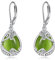 Peridot Ohrringe für Damen 925 Sterling Silber Filigran Grün Peridot Tropfen Ohrringe Leverback Schmuck Geschenke (K-Peridot Ohrringe)