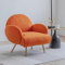 AISALL Sessel Moderner Loungesessel Einzel Loungesofa Lounge Sofa Gemütlicher Teddystoff Schwarze Metallbeine Geeignet für Wohnzimmer Schlafzimmer, Orange