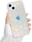 Fycyko Glitzer Hülle Kompatibel mit iPhone 15 Plus Hülle Transparent Flash Aesthetic Phone Case Farbverlauf Love Herz Case TPU PC Handyhülle Mädchen Frauen Hologramm Schutzhülle - 15 Plus