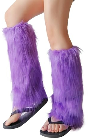 Bseical Women Faux Fur Leg Warmer,Furry Leg Warmers,Fluffy Fur Furry Leg Warmers,Fur Leg Warmers,40cm Ladies Fashion Boot Cuff Fluffy Soft Furry Faux Fur Leg Warmer Boot (Purple)