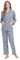 Amaxer Femmes Deux Pièces Pyjama Coton Pyjama Set Manches Longues Nightwear Home Suit Sleepwear et Pyjama Pants Lounge Sets,Imprimé léopard Bleu Rose,L