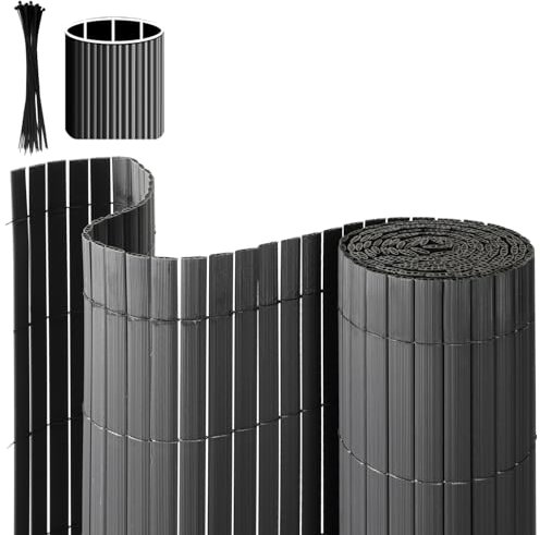 Izrielar PVC Sichtschutzmatte 140 x 900 cm, Sichtschutzzaun Gartenzaun mit Kabelbindern, Sichtschutz für Balkon Zaun, 3-Gewicht-Verstärkung, Balkonverkleidung, Gartenzaun, Anthrazit