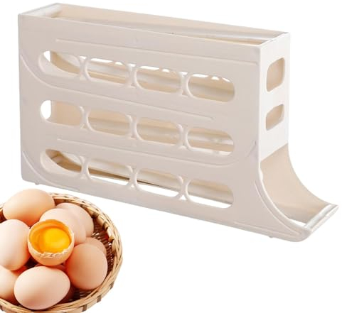 Hueveras Para Frigorifico, Nevera Soporte Rodante Para Huevos Para Frigorífico, Organizador Frigorifico 4 Capas, Caja De Almacenamiento De Huevos, Dispensador Automático De Huevos
