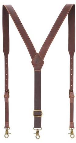 Tourbn Tourbon strapazierfähige Hosenträger aus echtem Leder, Herren-Hosenträger für Hosen, verstellbar, Y-Form, 3 cm breit, braun, Einheitsgröße
