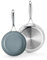Greenpan Valencia Pro - Juego de sartenes de acero inoxidable de tres capas de 8 y 10 pulgadas, revestimiento antiadherente de cerámica saludable sin PFOA, utensilios de cocina multirevestimiento,