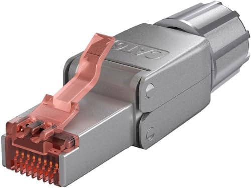 Goobay 65940 CAT6 RJ45 Stecker/feldkonfektionierbarer Netzwerkstecker 10 Gbits/werkzeuglose Montage/CAT 6 STP Stecker mit vergoldeten Kontakten