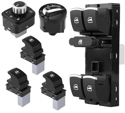Merautop Sj 6 pezzi Set interruttore alzacristalli elettrico Interruttore alzacristalli elettrico Set specchietto di ricambio per Golf 5 6 Passat b6 b7 Mk6 Accessori auto Codice articolo 5Nd959857