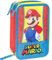 Clondo Dreifach Fefülltes Federmäppchen für Kinder, für Super Mario Fans, Mädchen, Jungen, 45 Schulutensilien, 3 Reißverschlüsse, organisierte Fächer, Buntstifte, Filzstifte, Kleber, Schere