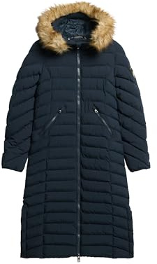 Superdry Damen Lange Fuji Jacke mit Kapuze mit Kunstfellbesatz