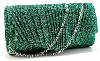 YUEZHAN Abendtasche Damen Clutch Glitzer Frauen Abend Taschen Golden Kausale Damen Kupplung Umschlag Förmige Handtaschen Kette Schulter Tasche Ym9666Green