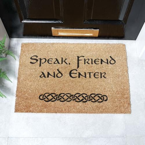 Artsy Mats - Speak Friend Doormat - Made from Tufted Coconut Fibre - Non-Slip Natural Rubber Backed Door Mats Indoor - Heavy Duty, Decorative Outdoor Mats (60x40cm)