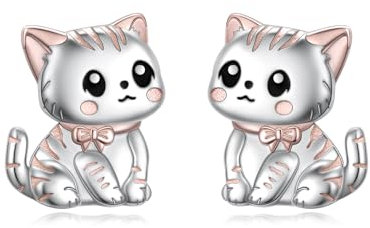 Katze Ohrstecker 925 Sterling Silber Niedliche Katzen Ohrringe Tier kätzchen Ohrstecker Hypoallergene Katzen Schmuck Geschenke für Damen Katzenliebhaber