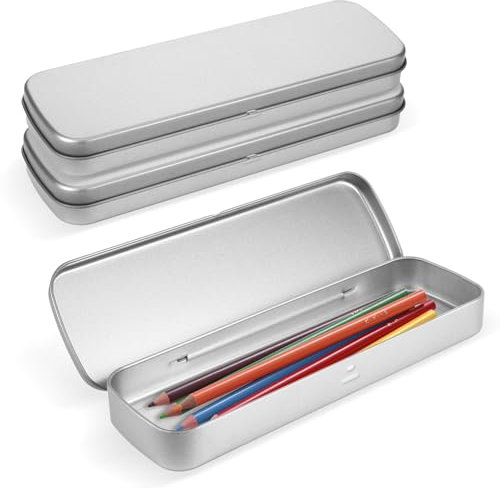 3 Stück Stiftebox Metall Metallbox Stiftebox mit Deckel Pinselbox Aufbewahrungsbox Stifte Etui Pinsel Aufbewahrung Schule Make-Up-Pinsel Box für Aufbewahrung Von Schreibwaren Gadget-Speicher