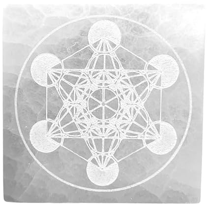 TENET - Pierre minérale SELENITE pour cristallothérapie méditation guérison (PORTE ENCENSE STICK CUBE METATRON 10 CM)