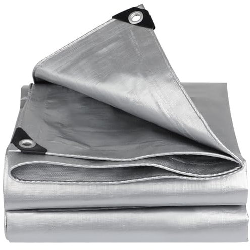 Bâche de Protection Imperméable avec Œillets 3x5m, Bâche Gris en Polyéthylène 160g/m², Résistante aux UV, aux Intempéries, À La Déchirure, pour Piscine, Voiture, Bateau, Camping