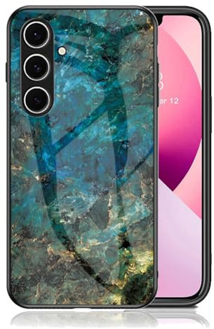 IMEIKONST Hülle Kompatibel mit Samsung Galaxy S25, Kratzfestes Stoßfest Marmor Handyhülle Ultradünne Schutzhülle Weicher Silikon Bumper Smartphone Cover für Samsung S25. Smaragd Blau LSM