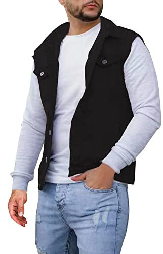 Weste Herren - Zweireihig Slim Fit Herrenweste Herren Blazer Anzugwesten Lässig Vintage Leder Weste Stehkragen Weste Große Größe Übergangsweste Rave Outfit Paillettenweste